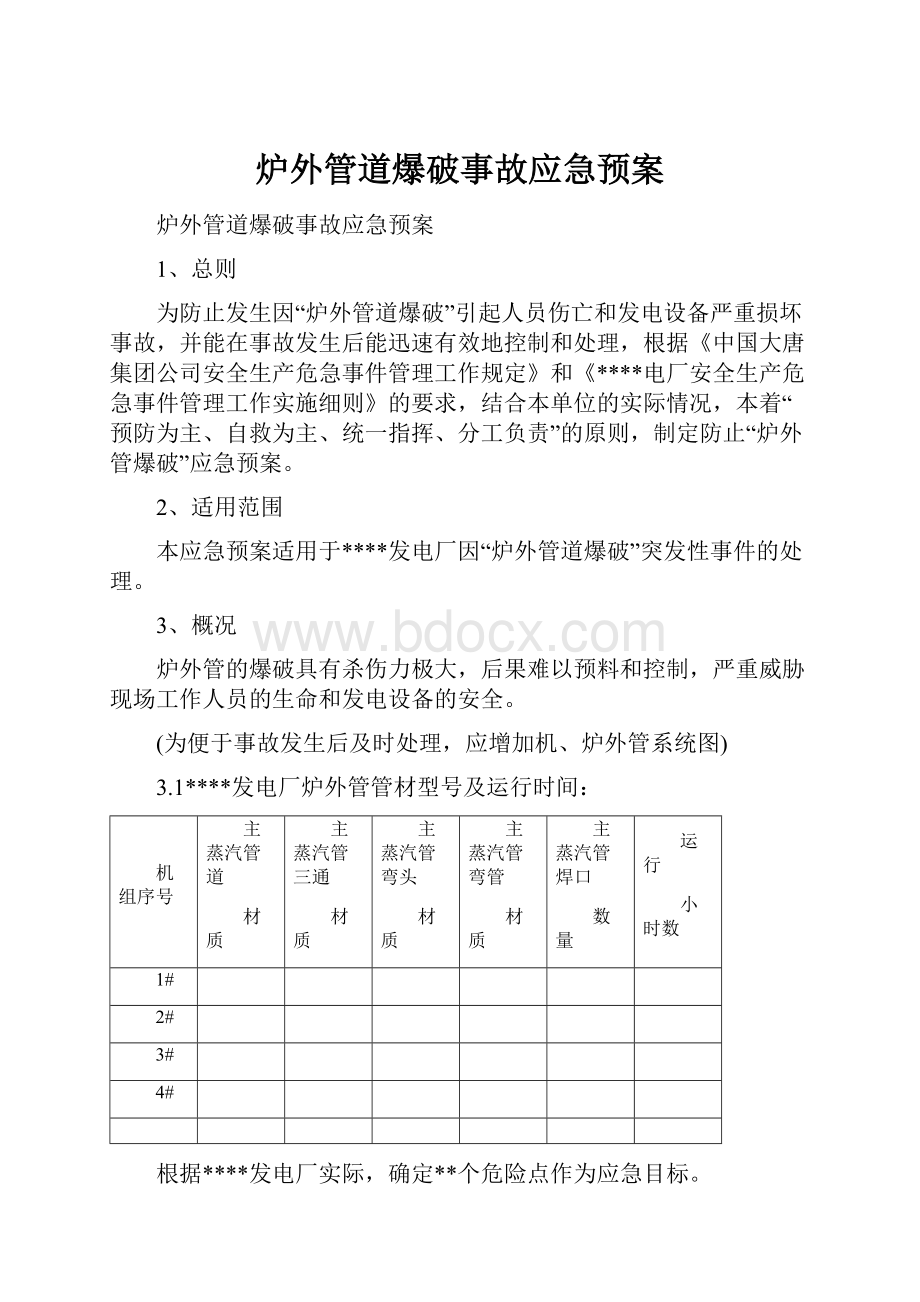 炉外管道爆破事故应急预案.docx