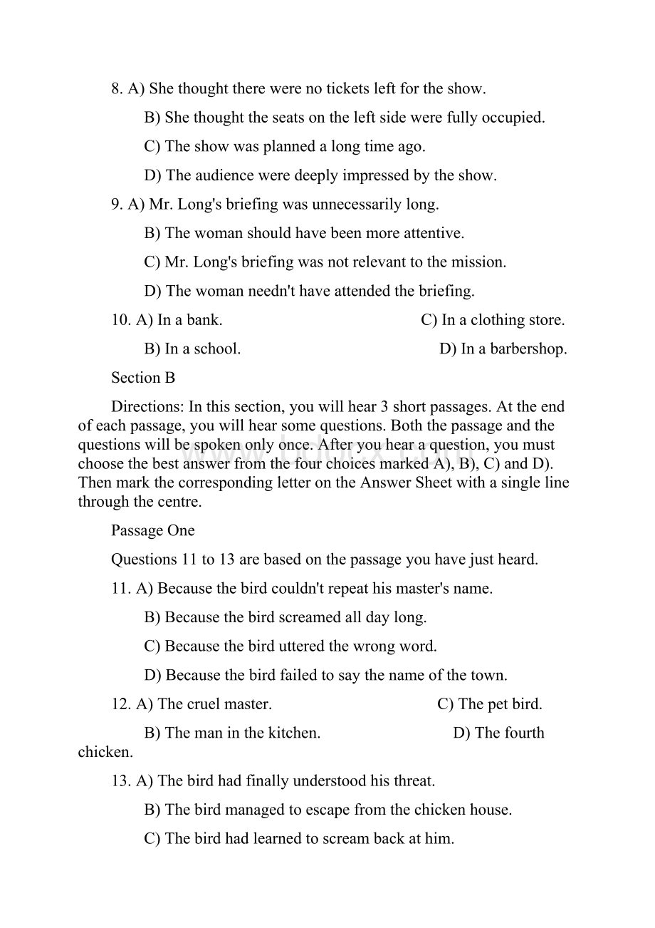 大学英语四级考试试题及参考答案.docx_第3页