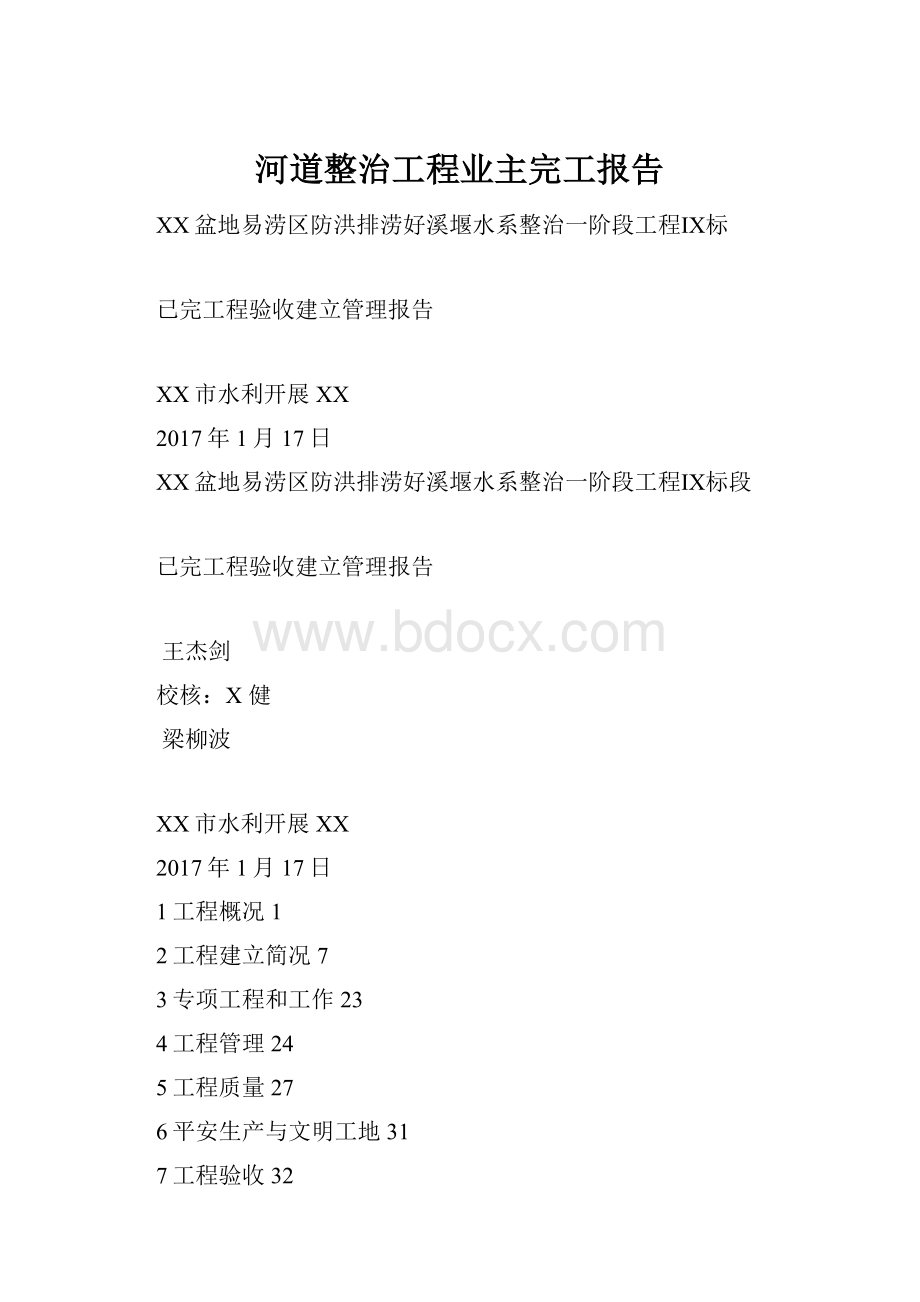 河道整治工程业主完工报告.docx