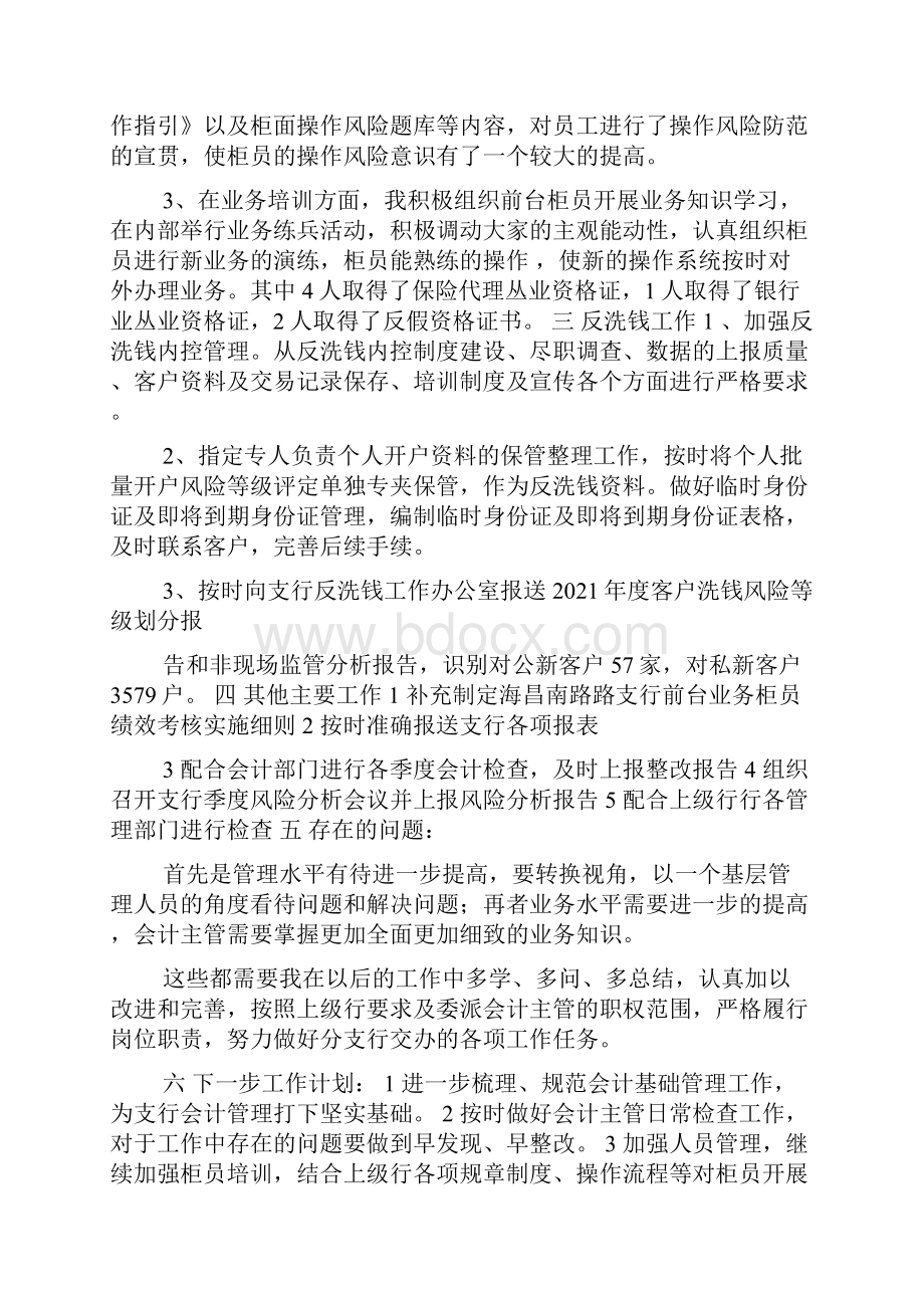 银行委派会计年终工作总结共3篇.docx_第2页