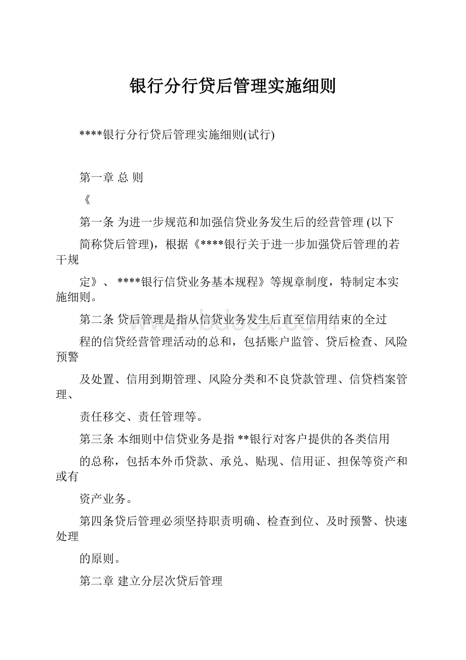 银行分行贷后管理实施细则.docx