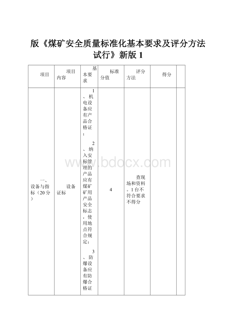 版《煤矿安全质量标准化基本要求及评分方法试行》新版1.docx