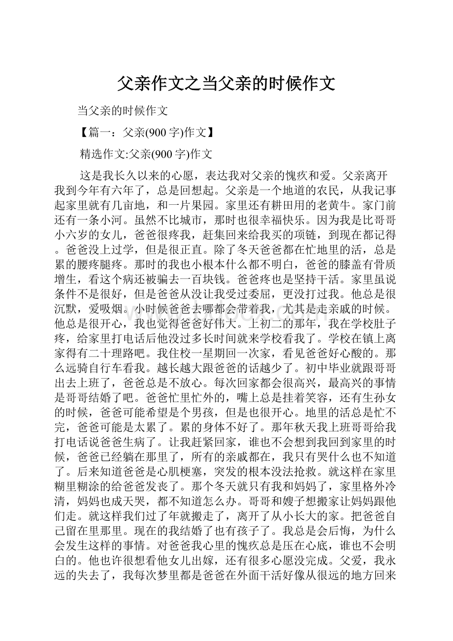 父亲作文之当父亲的时候作文.docx