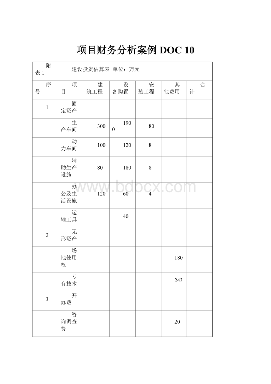 项目财务分析案例DOC 10.docx