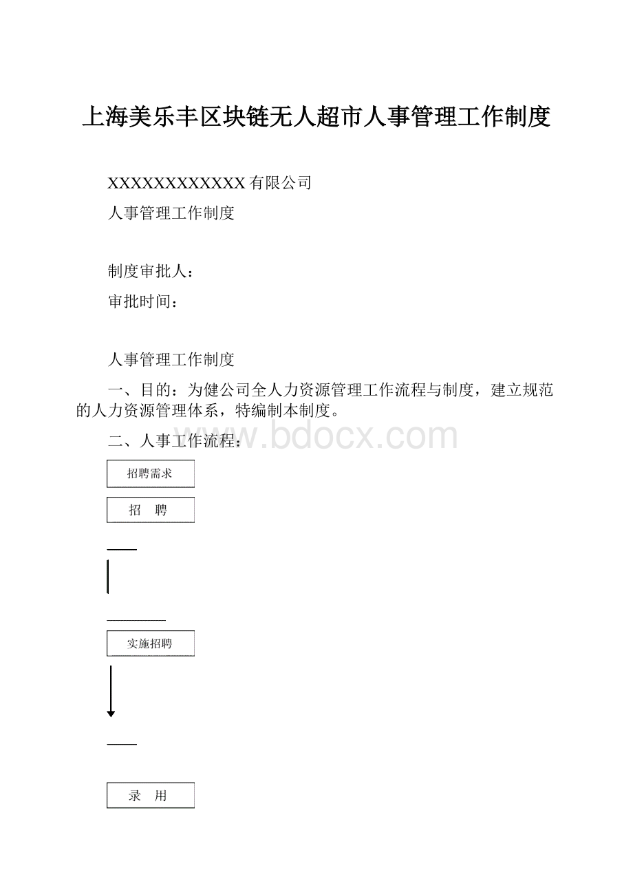 上海美乐丰区块链无人超市人事管理工作制度.docx