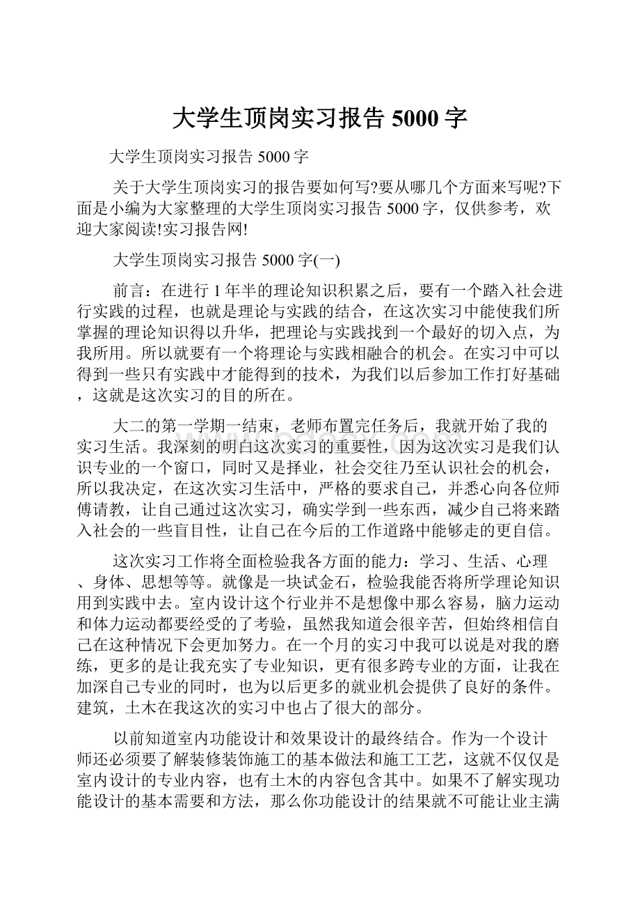 大学生顶岗实习报告5000字.docx