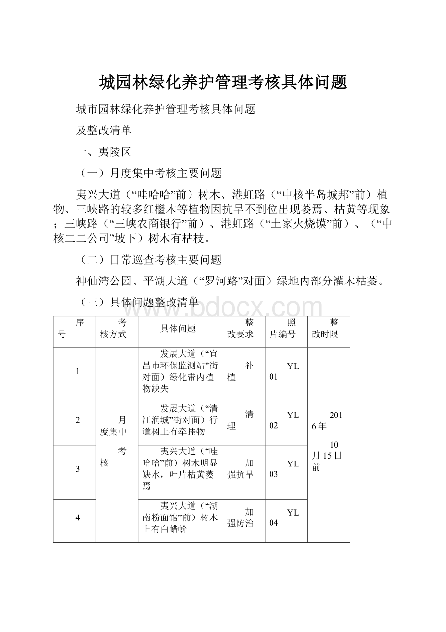 城园林绿化养护管理考核具体问题.docx_第1页