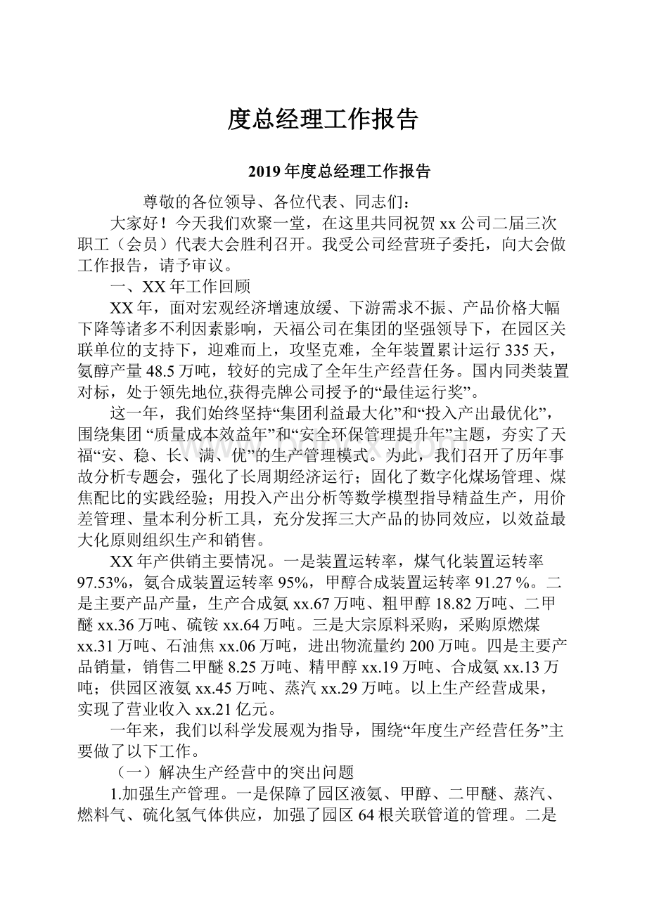 度总经理工作报告.docx_第1页