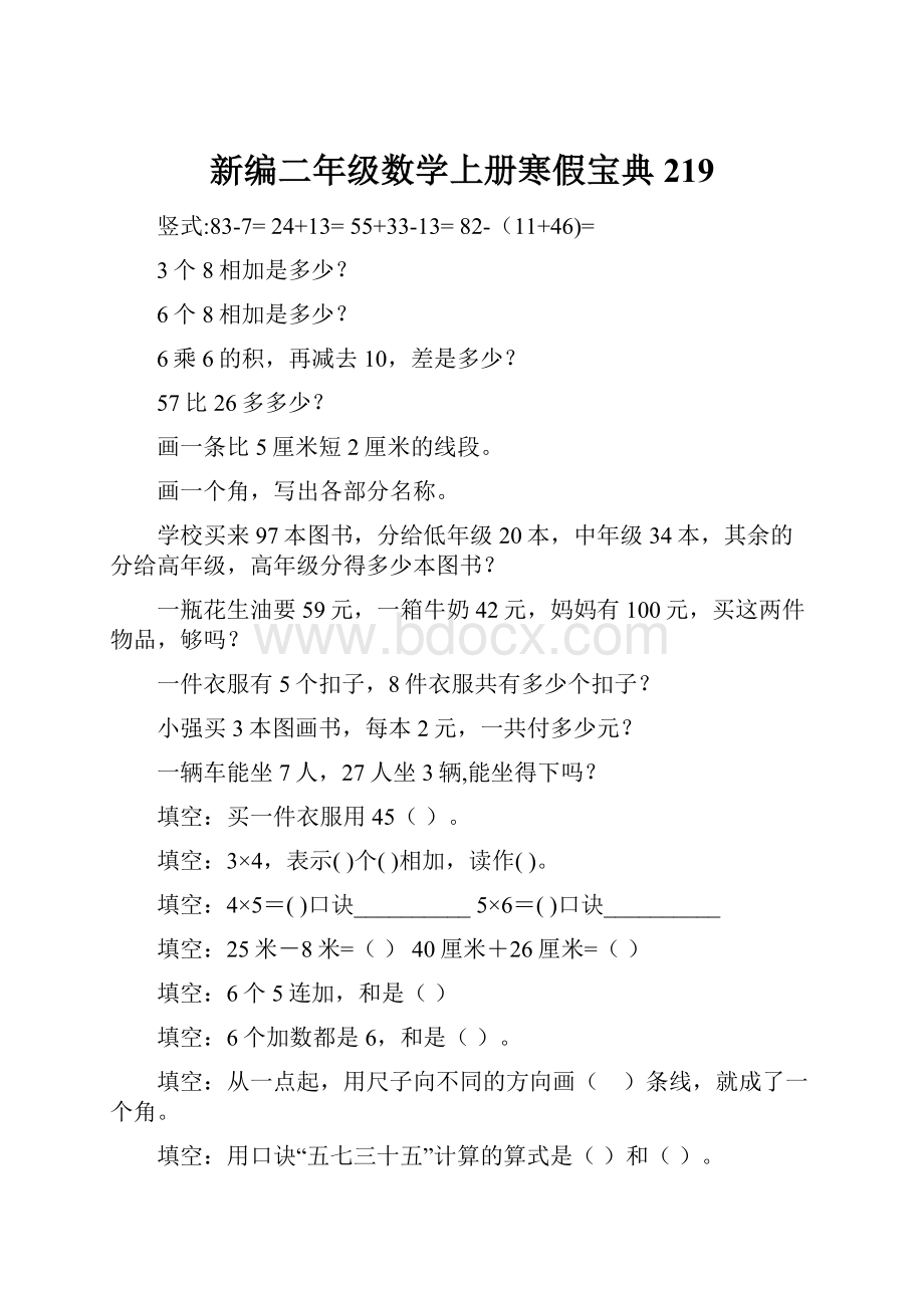 新编二年级数学上册寒假宝典 219.docx