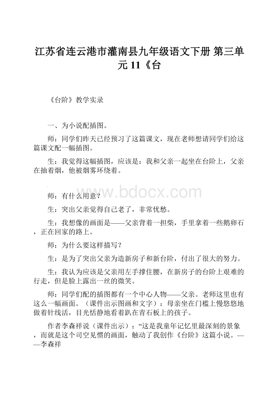 江苏省连云港市灌南县九年级语文下册 第三单元 11《台.docx