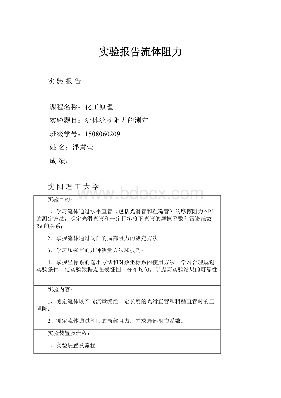 实验报告流体阻力.docx