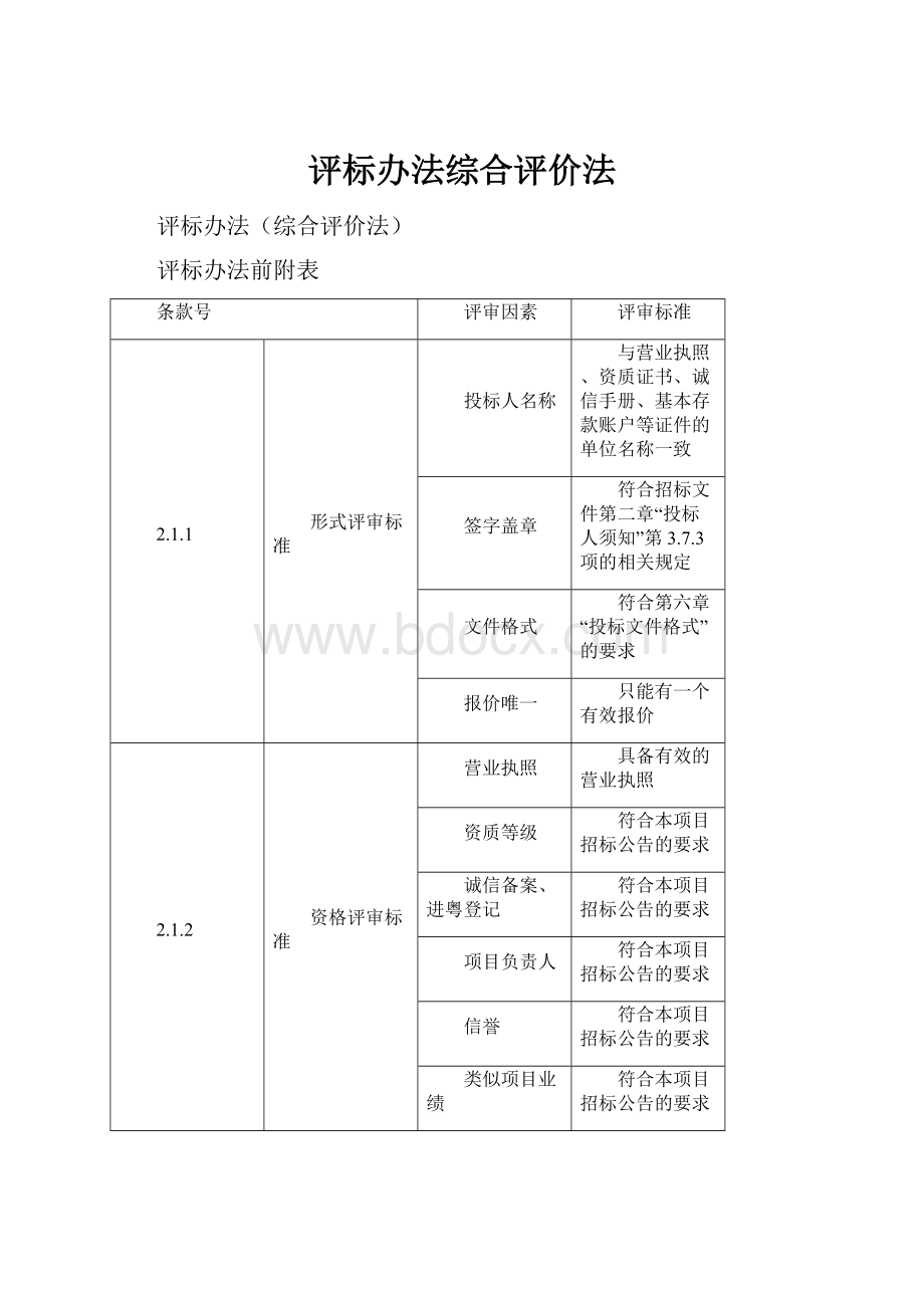 评标办法综合评价法.docx