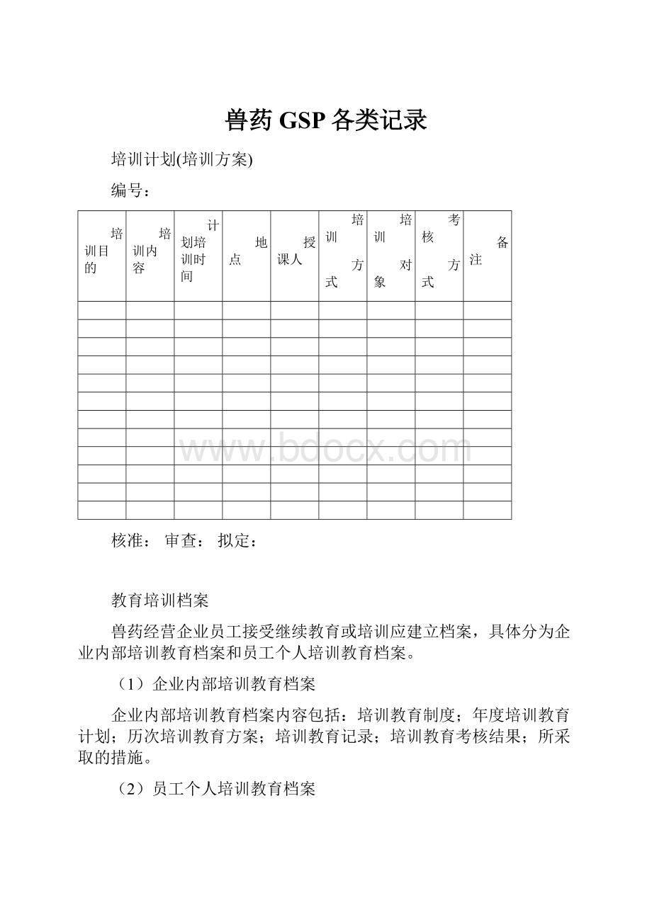 兽药GSP各类记录.docx_第1页