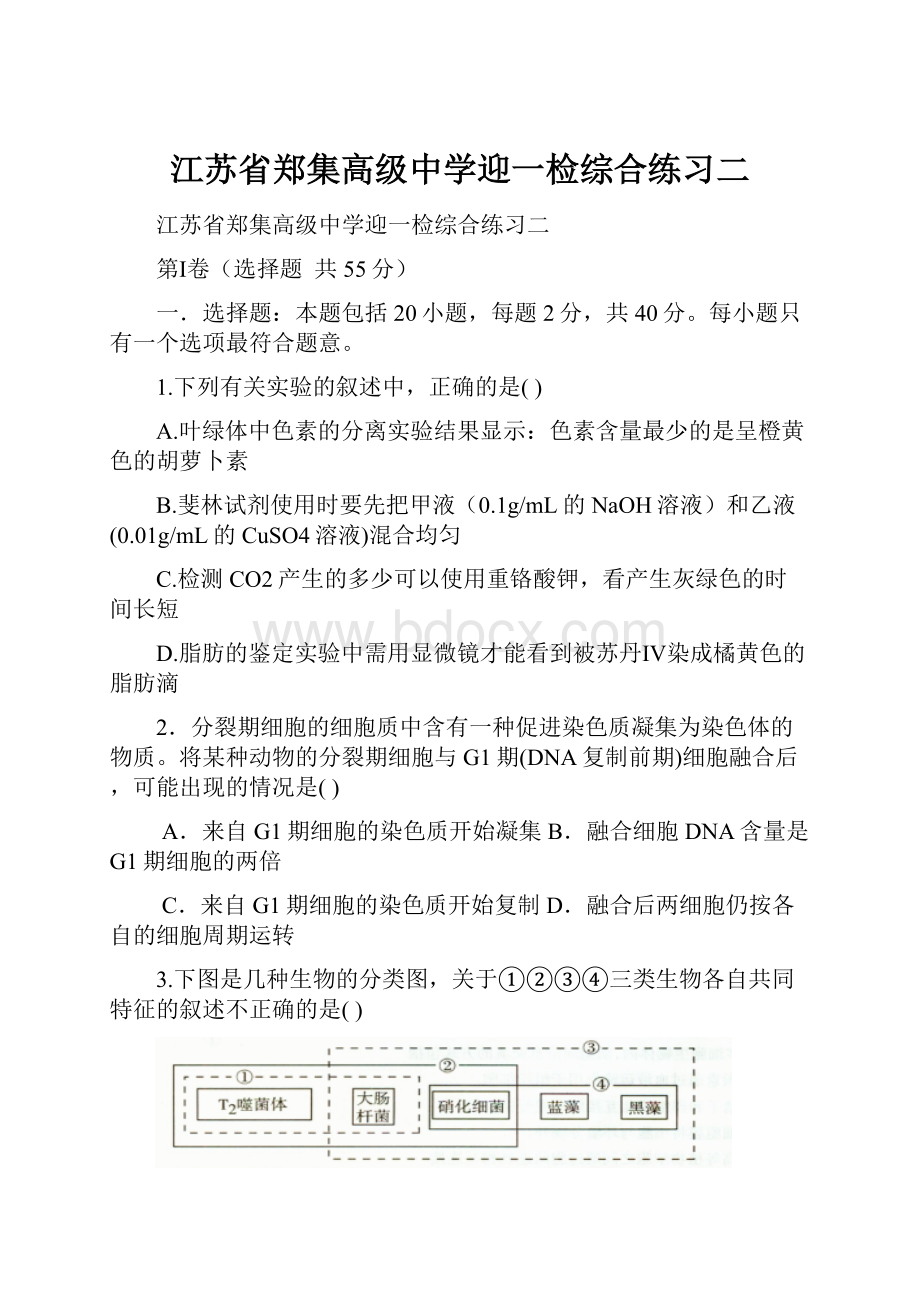 江苏省郑集高级中学迎一检综合练习二.docx_第1页