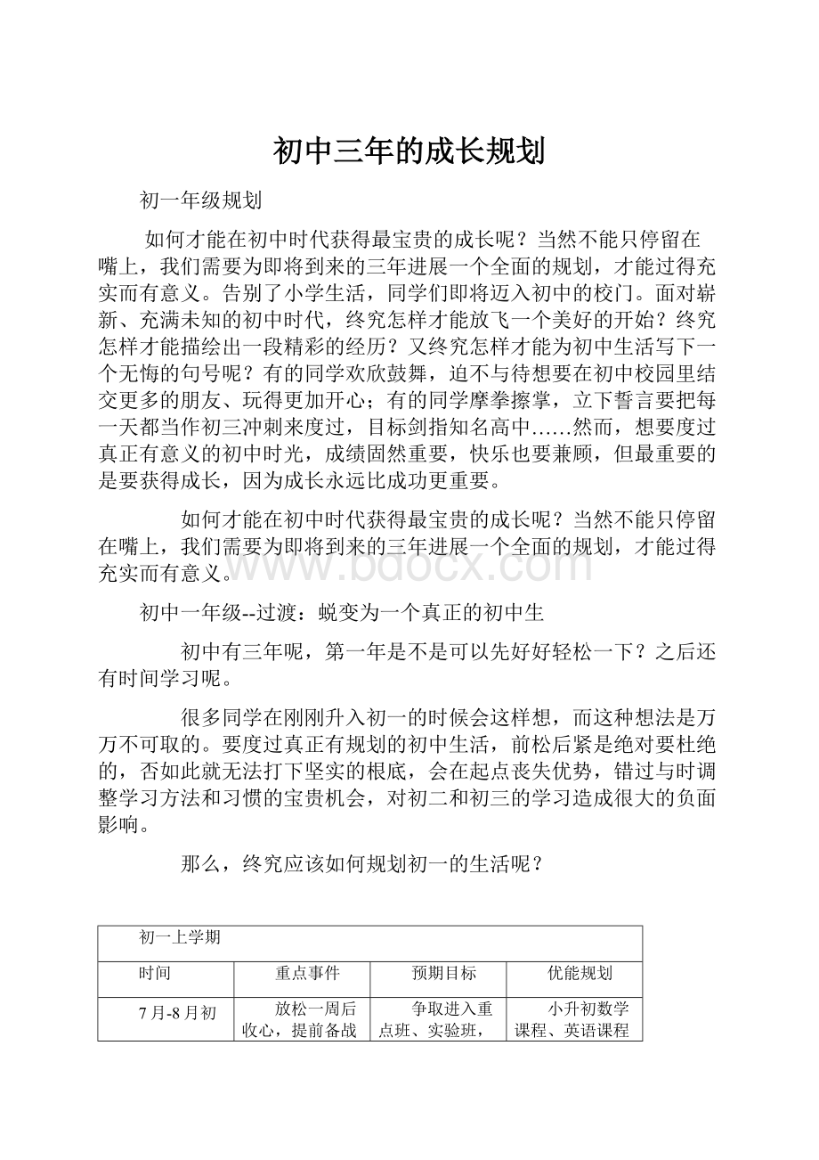 初中三年的成长规划.docx