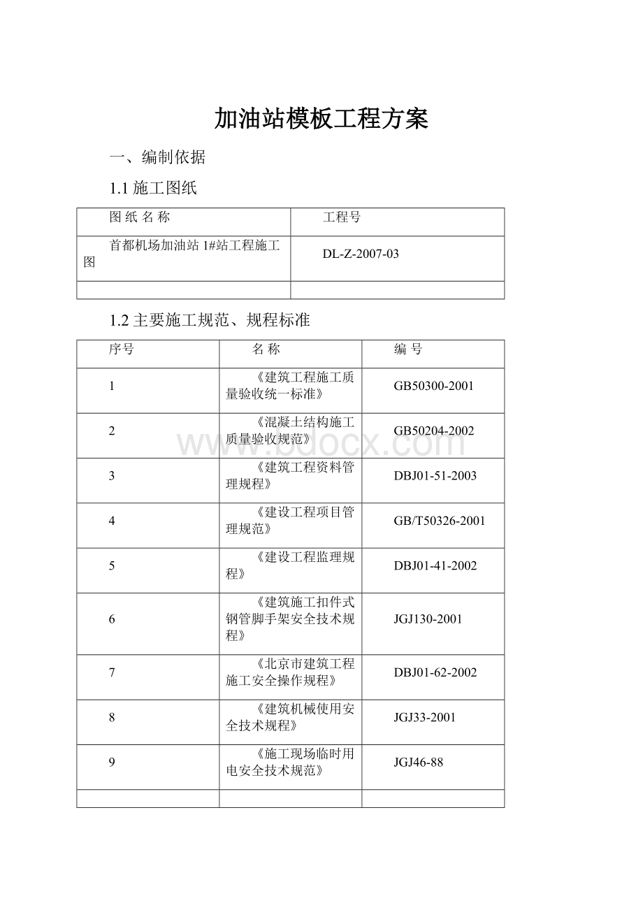 加油站模板工程方案.docx_第1页