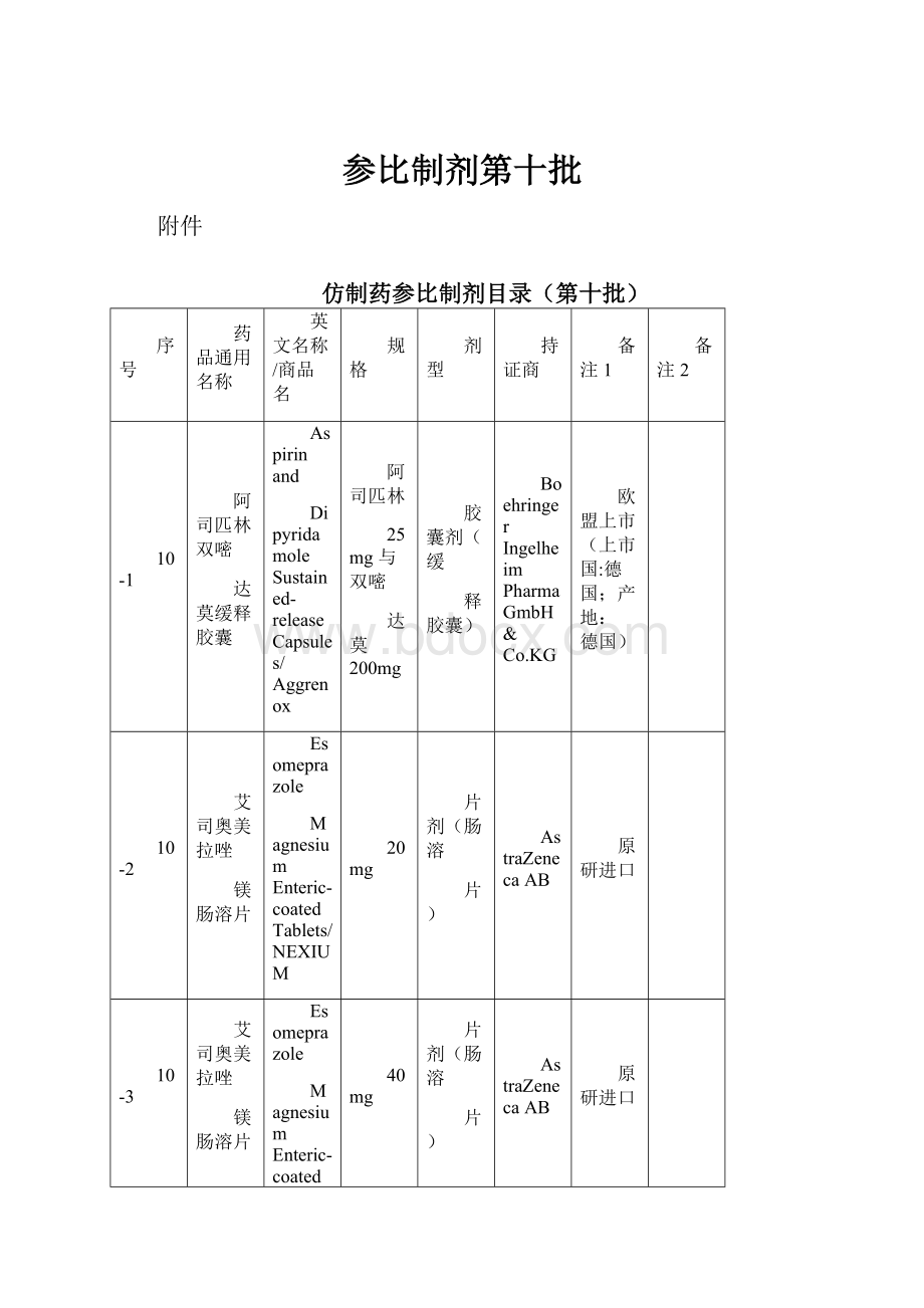 参比制剂第十批.docx_第1页