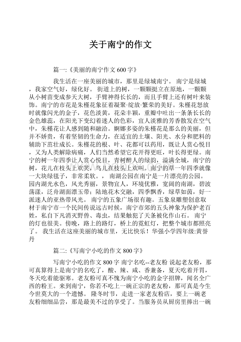 关于南宁的作文.docx_第1页