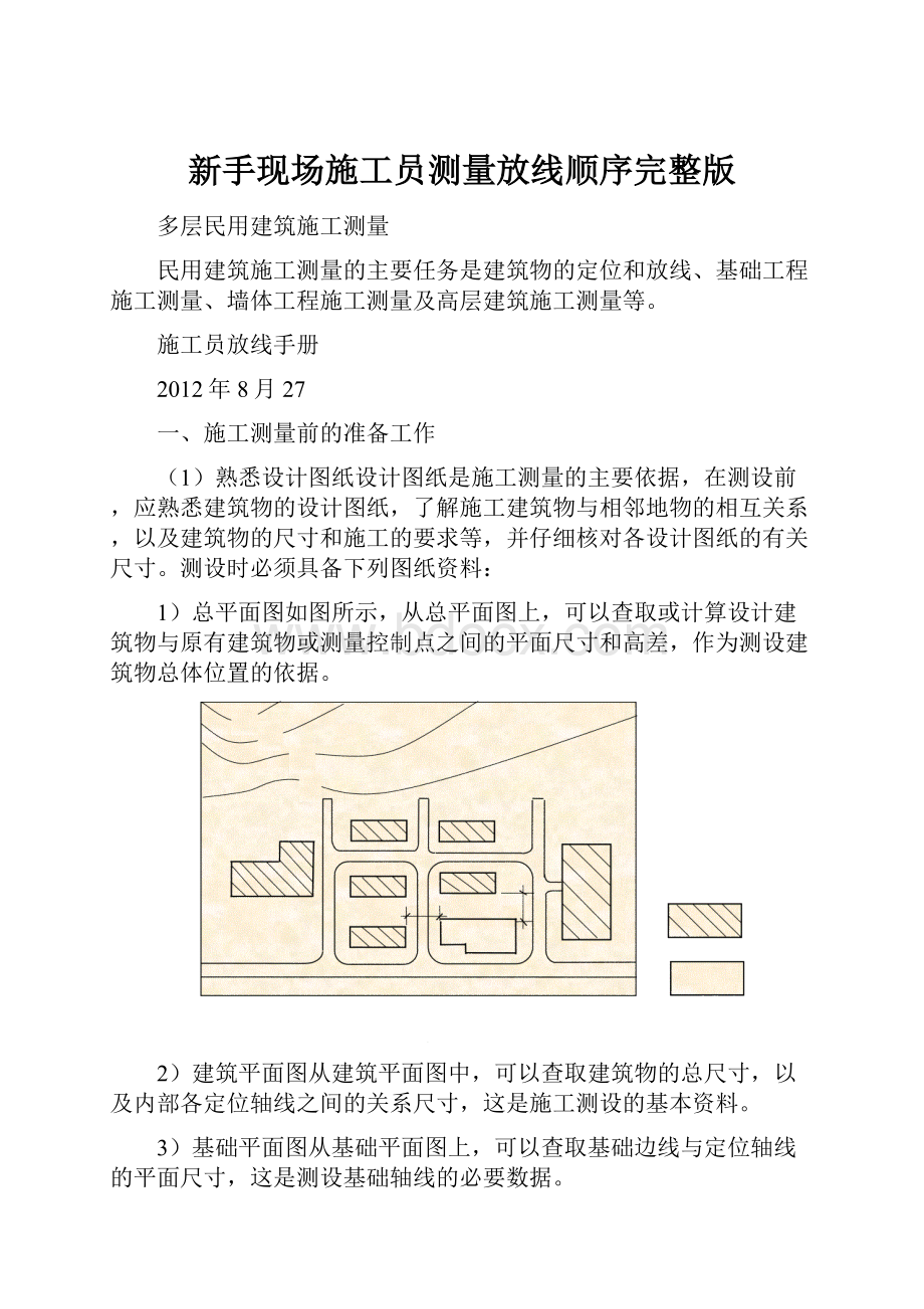 新手现场施工员测量放线顺序完整版.docx