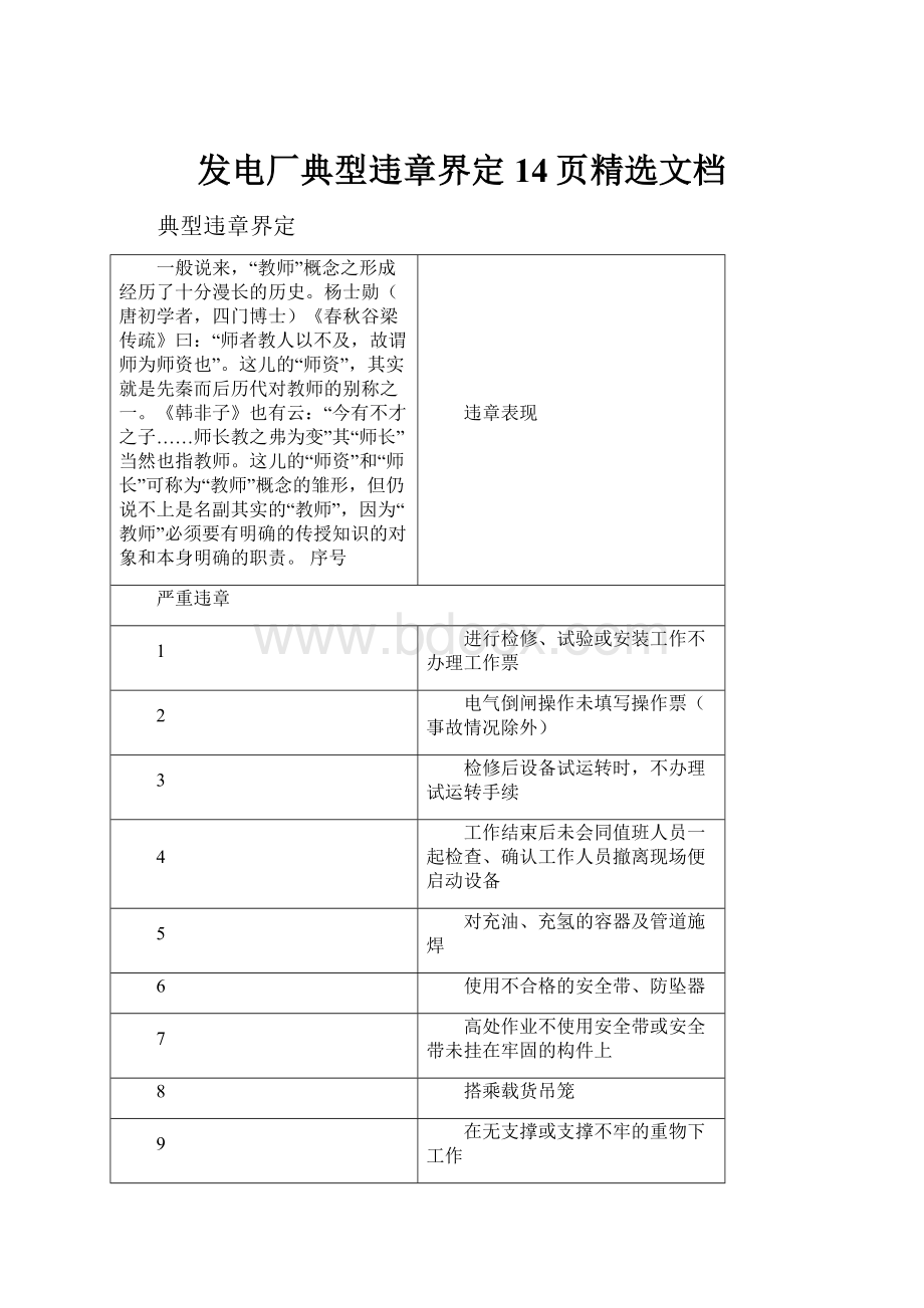 发电厂典型违章界定14页精选文档.docx