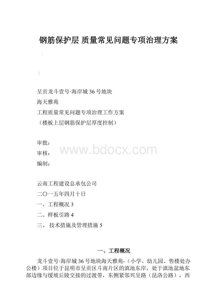 钢筋保护层 质量常见问题专项治理方案.docx