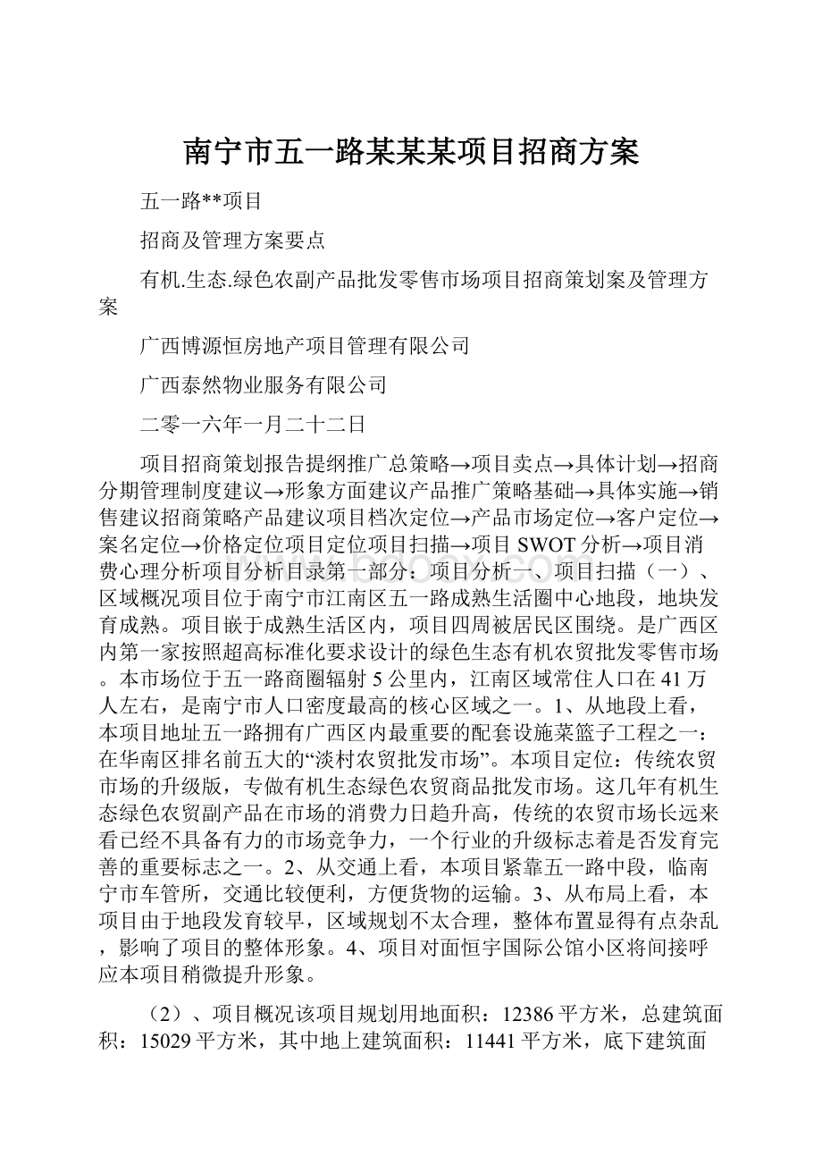 南宁市五一路某某某项目招商方案.docx