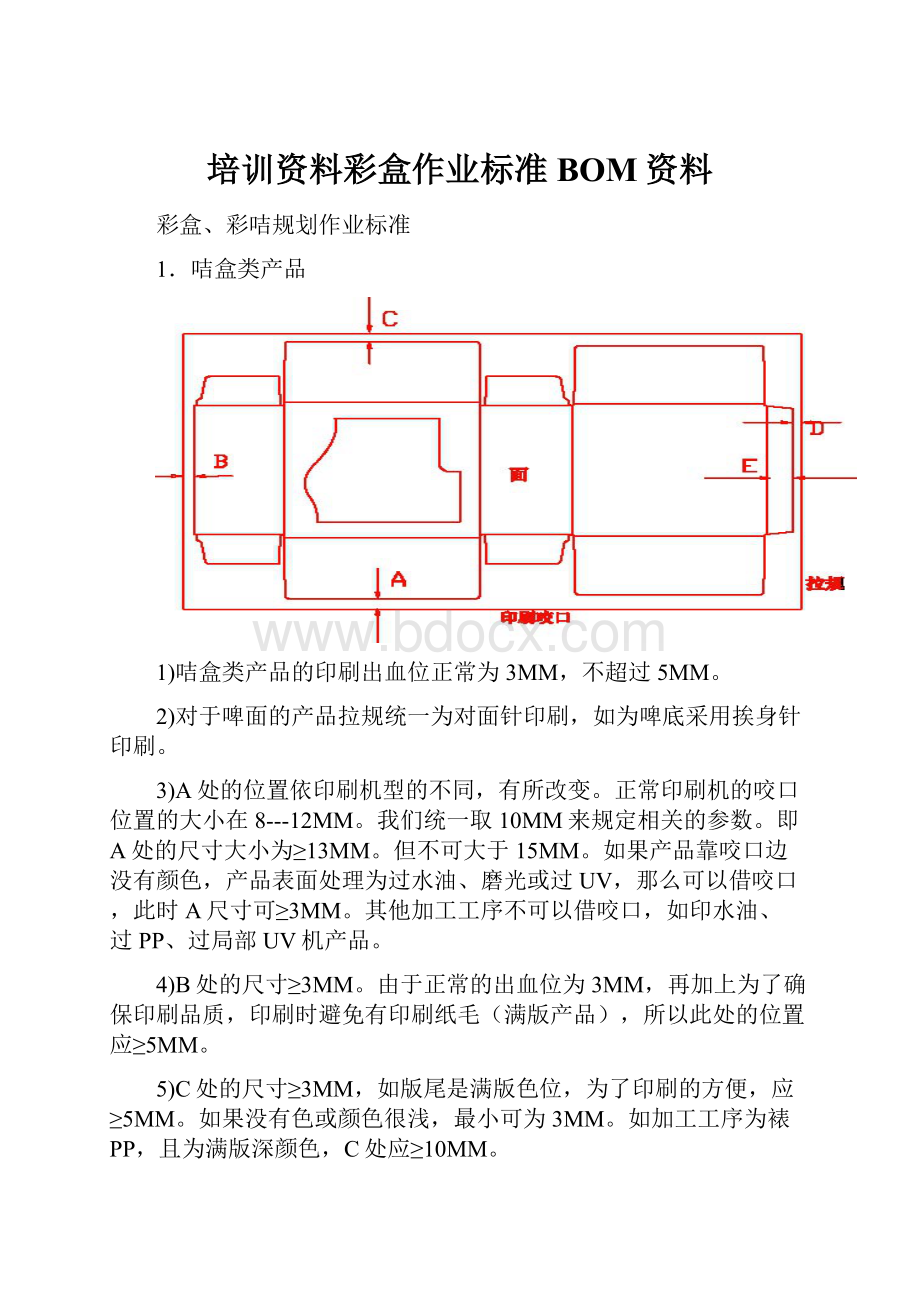 培训资料彩盒作业标准BOM资料.docx