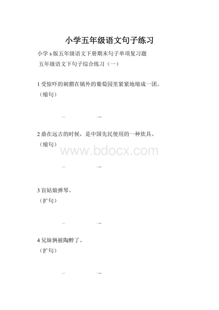 小学五年级语文句子练习.docx