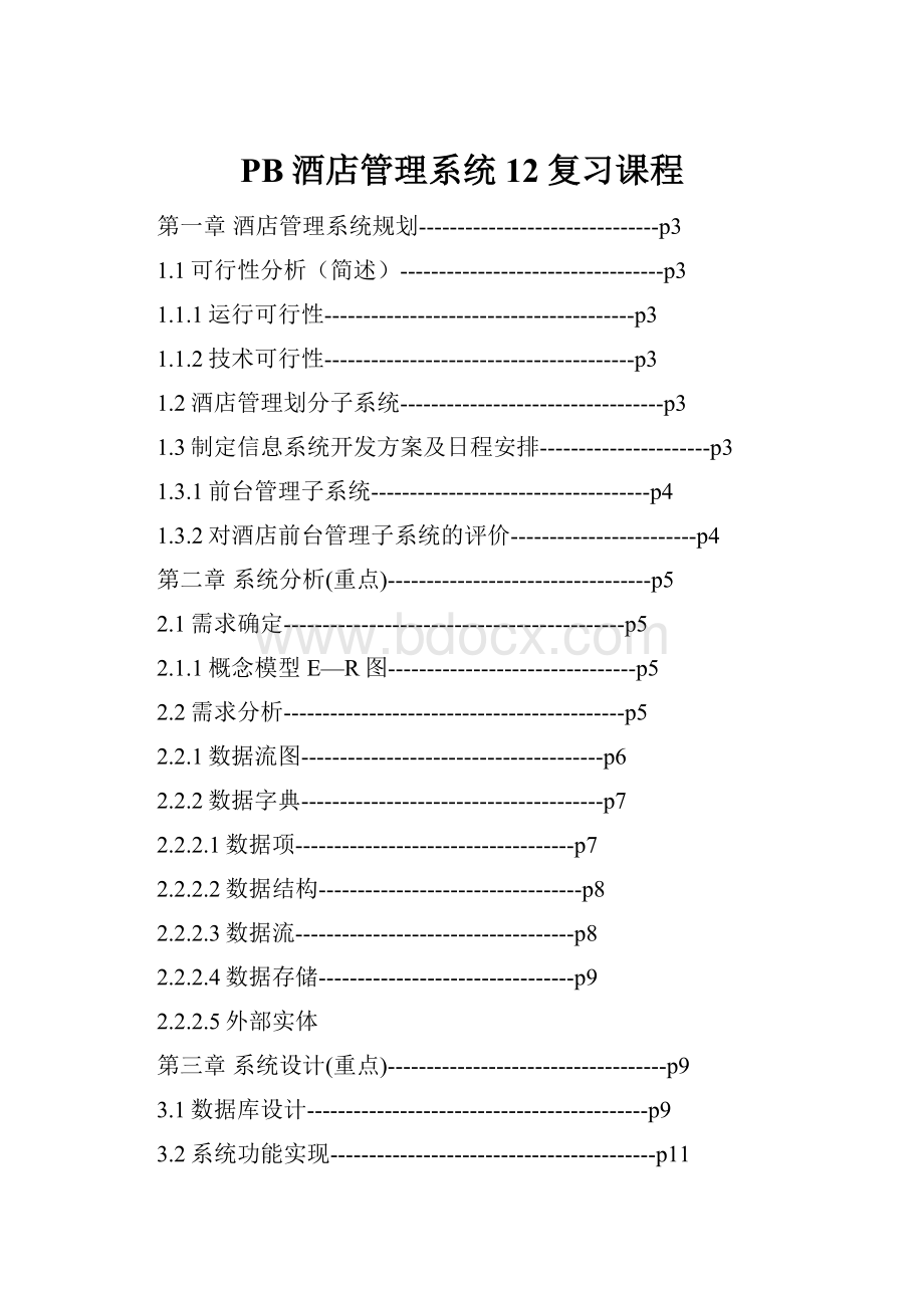 PB酒店管理系统12复习课程.docx_第1页