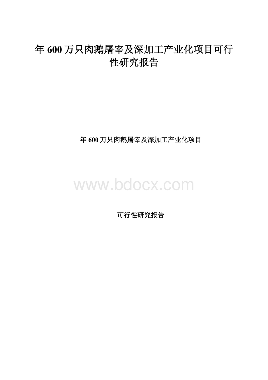 年600万只肉鹅屠宰及深加工产业化项目可行性研究报告.docx