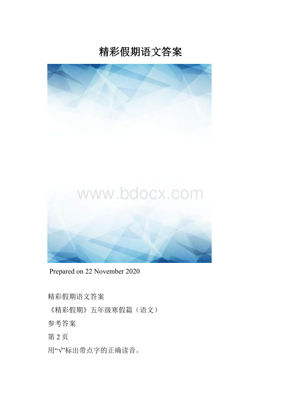 精彩假期语文答案.docx