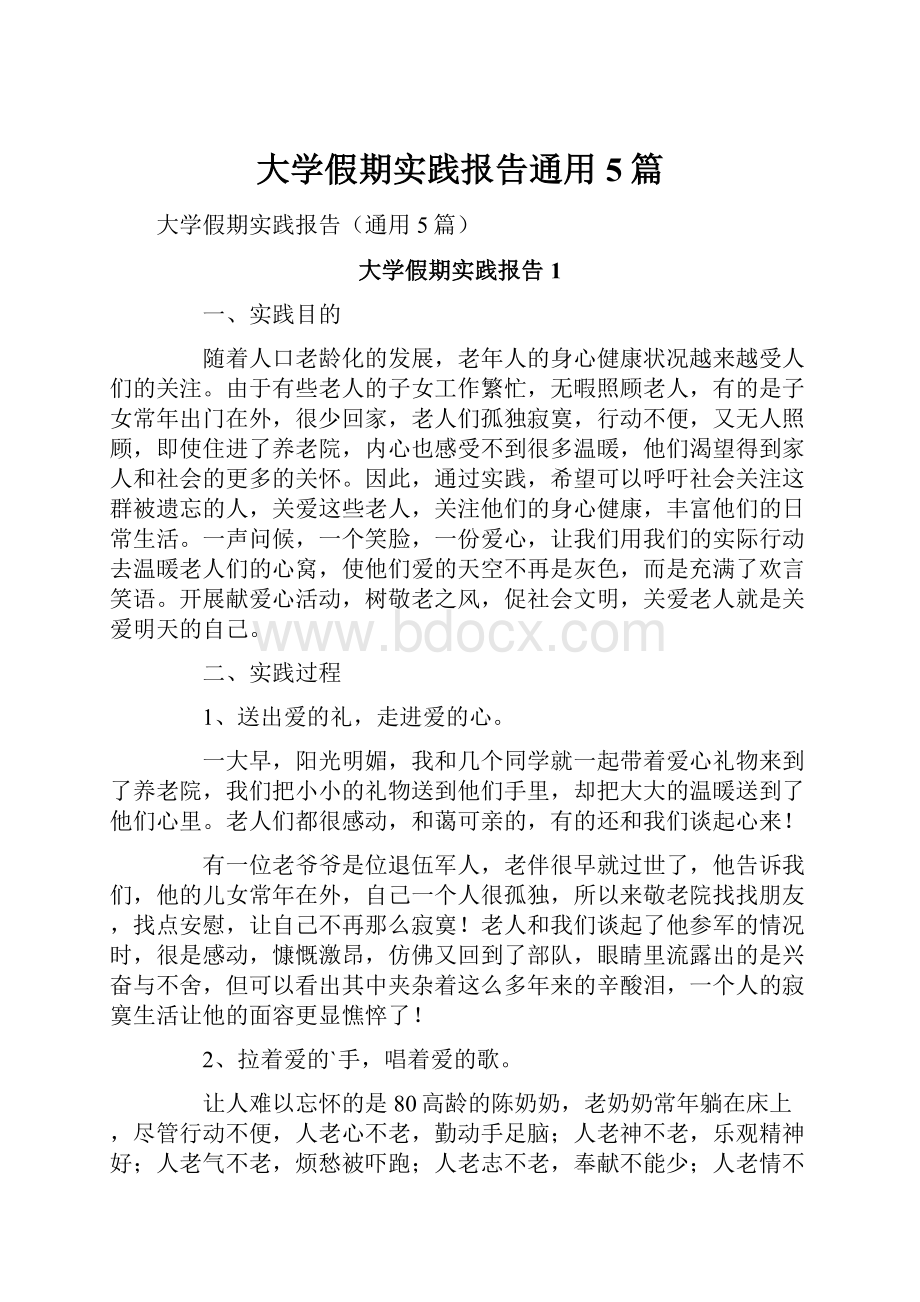 大学假期实践报告通用5篇.docx