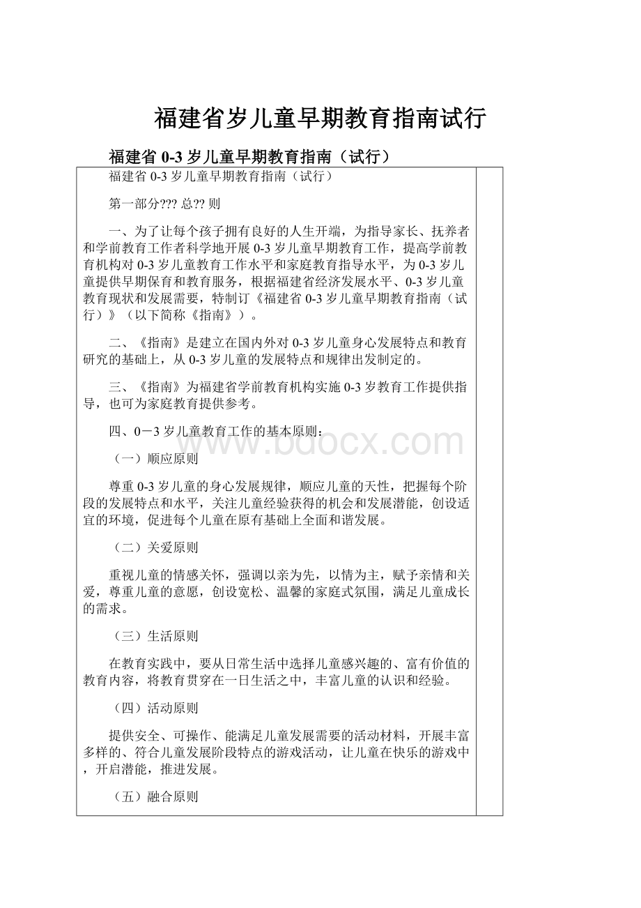 福建省岁儿童早期教育指南试行.docx