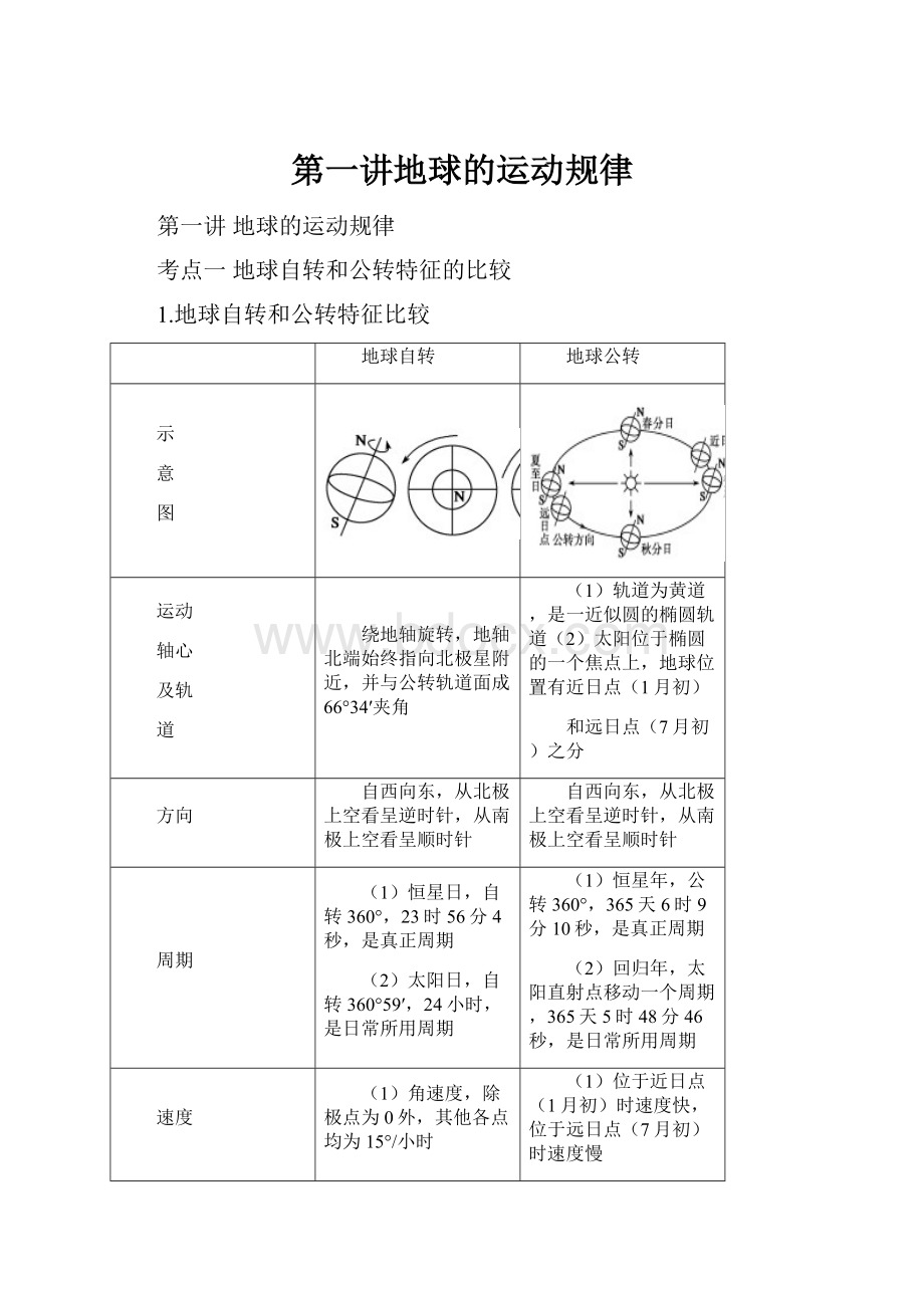 第一讲地球的运动规律.docx