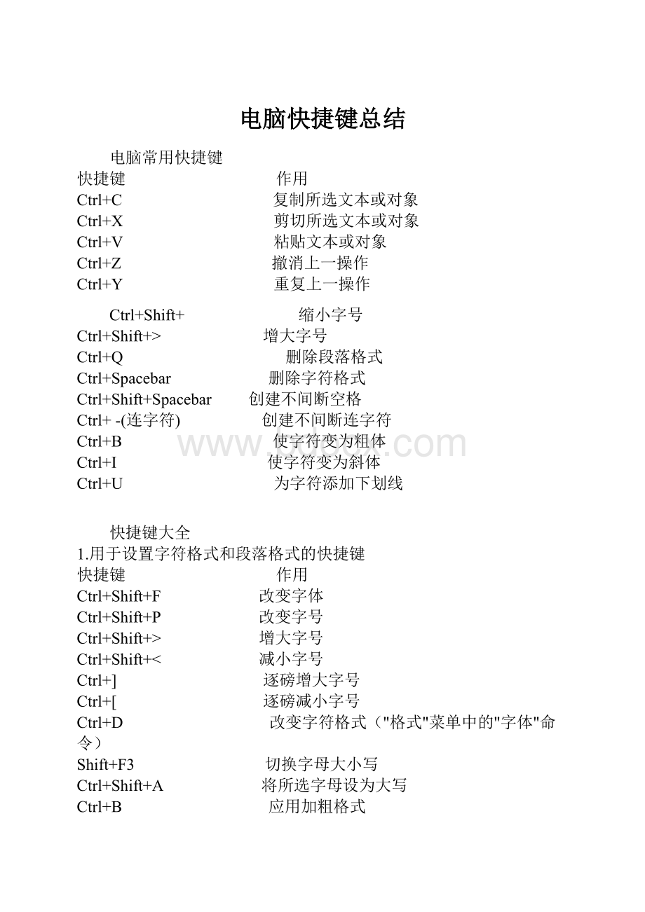 电脑快捷键总结.docx_第1页