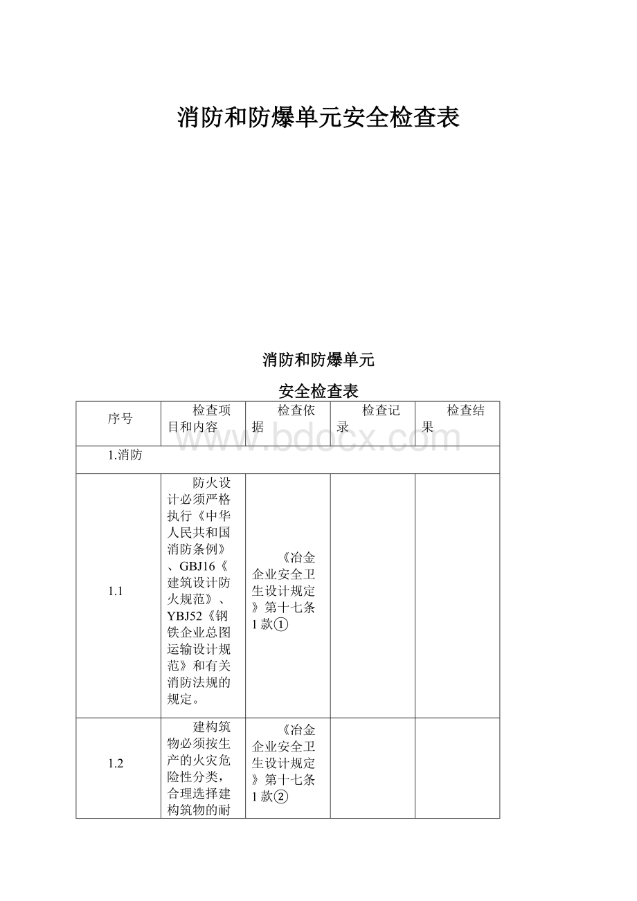 消防和防爆单元安全检查表.docx