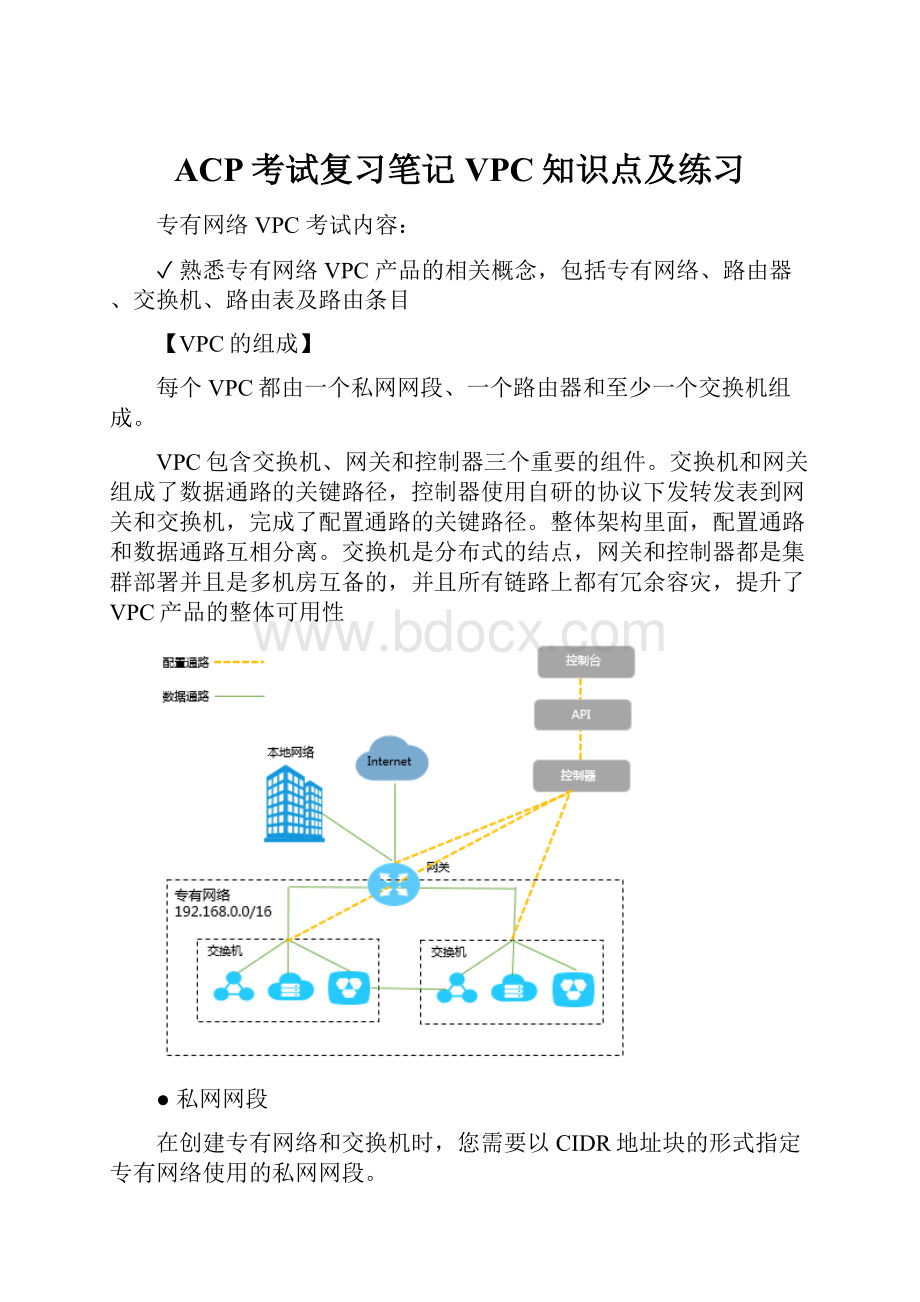 ACP考试复习笔记VPC知识点及练习.docx