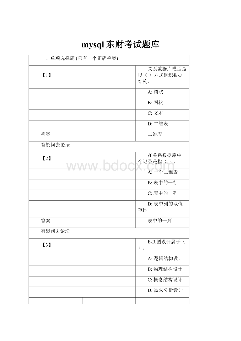 mysql东财考试题库.docx