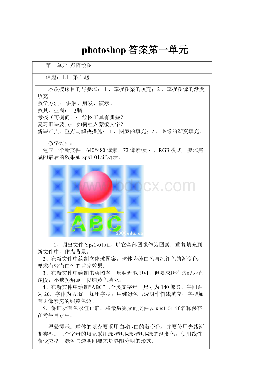 photoshop答案第一单元.docx