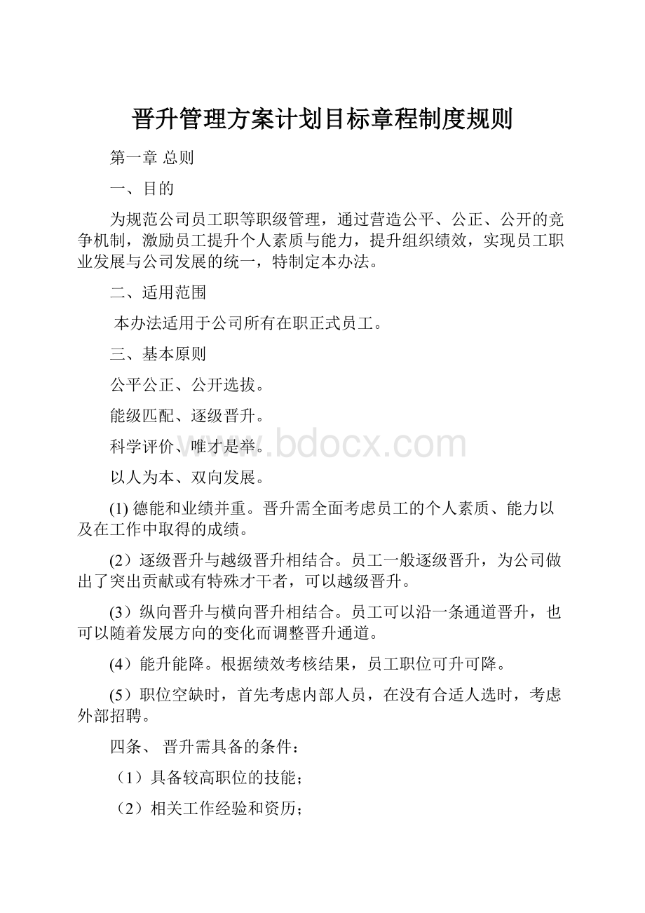 晋升管理方案计划目标章程制度规则.docx_第1页