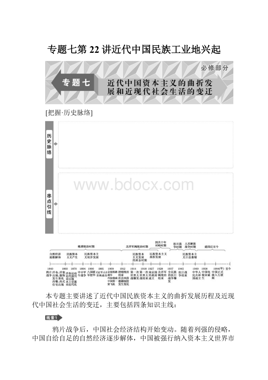 专题七第22讲近代中国民族工业地兴起.docx_第1页