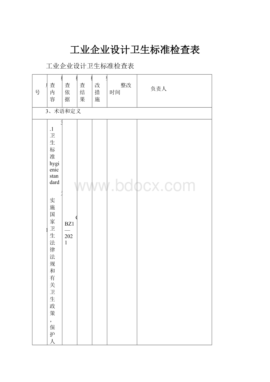 工业企业设计卫生标准检查表.docx