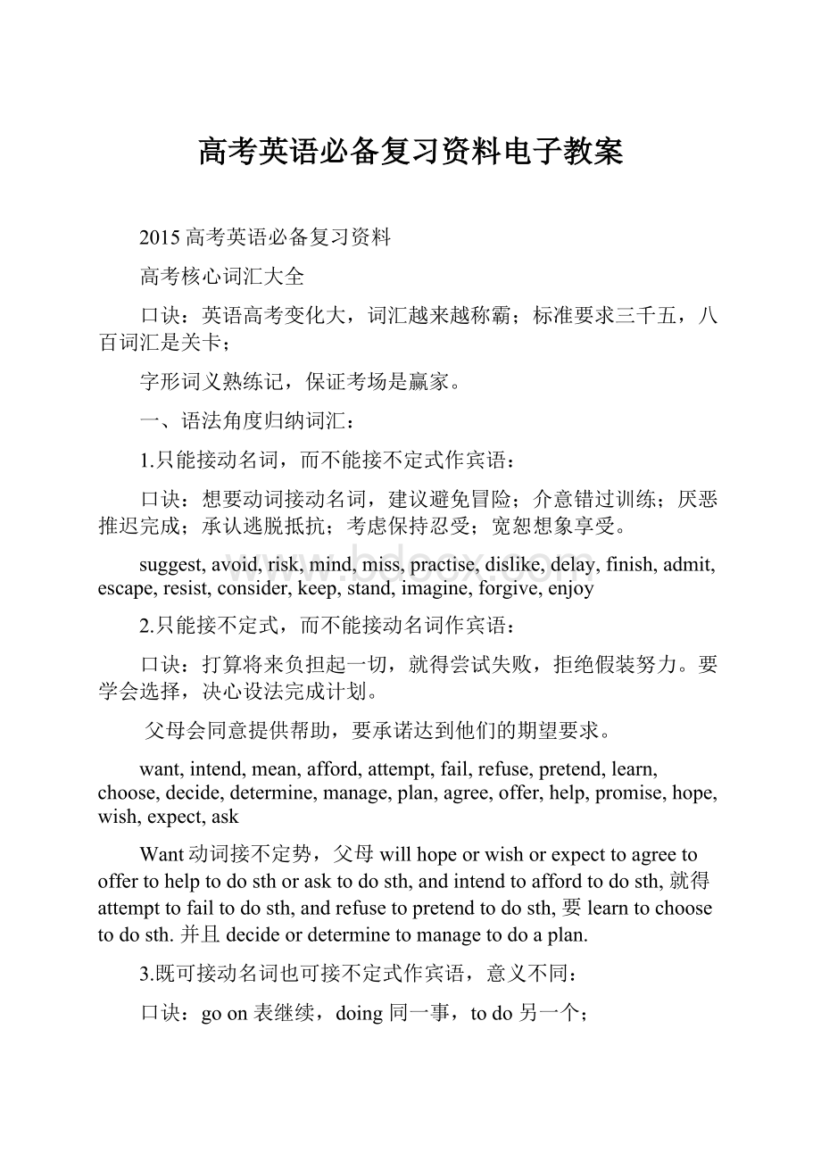 高考英语必备复习资料电子教案.docx