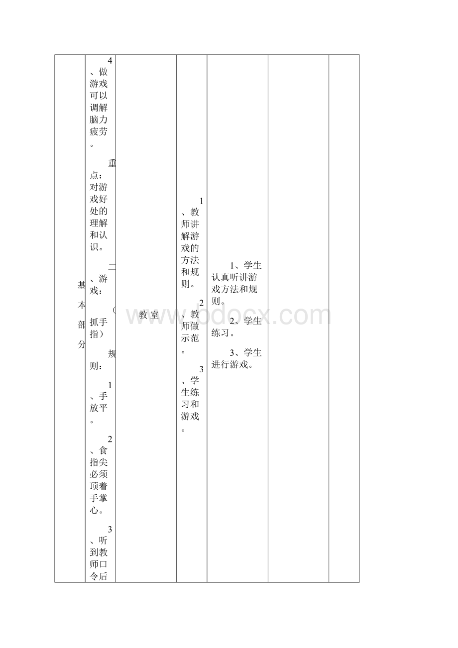 小学四年级下册体育表格式教案.docx_第3页