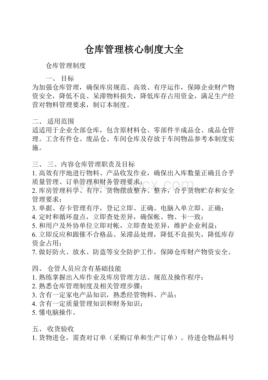 仓库管理核心制度大全.docx