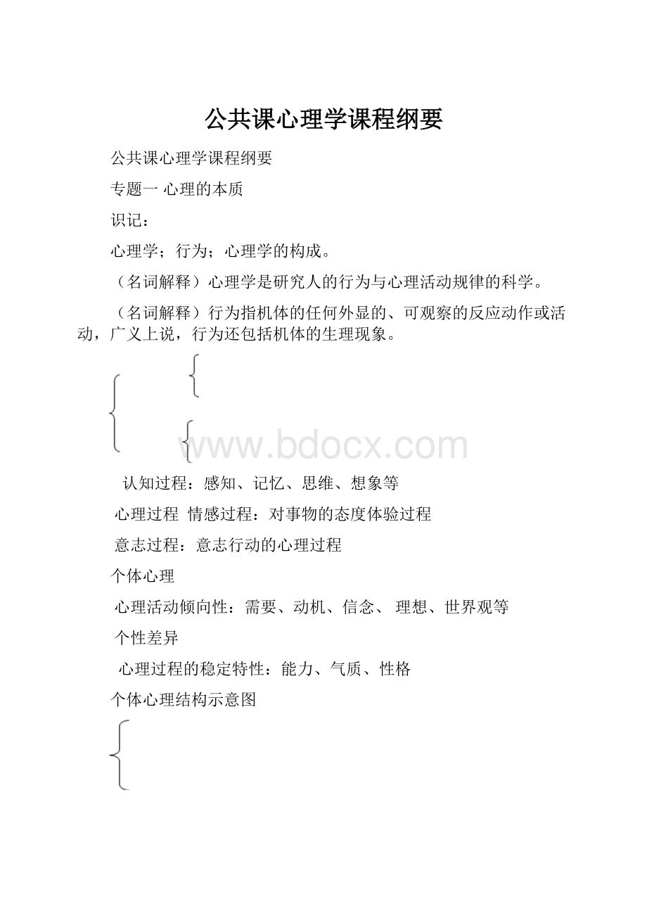 公共课心理学课程纲要.docx