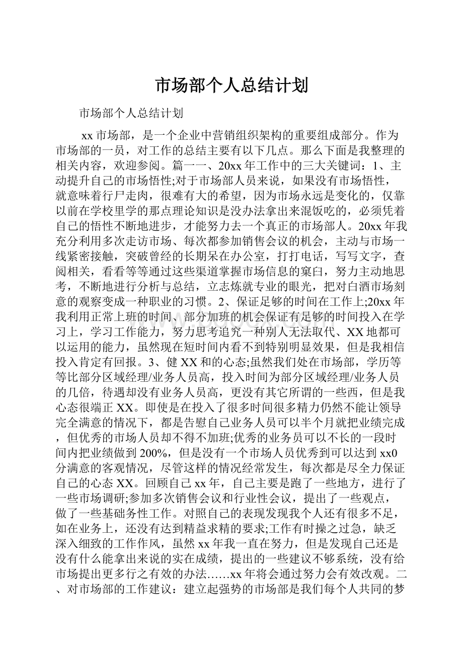 市场部个人总结计划.docx