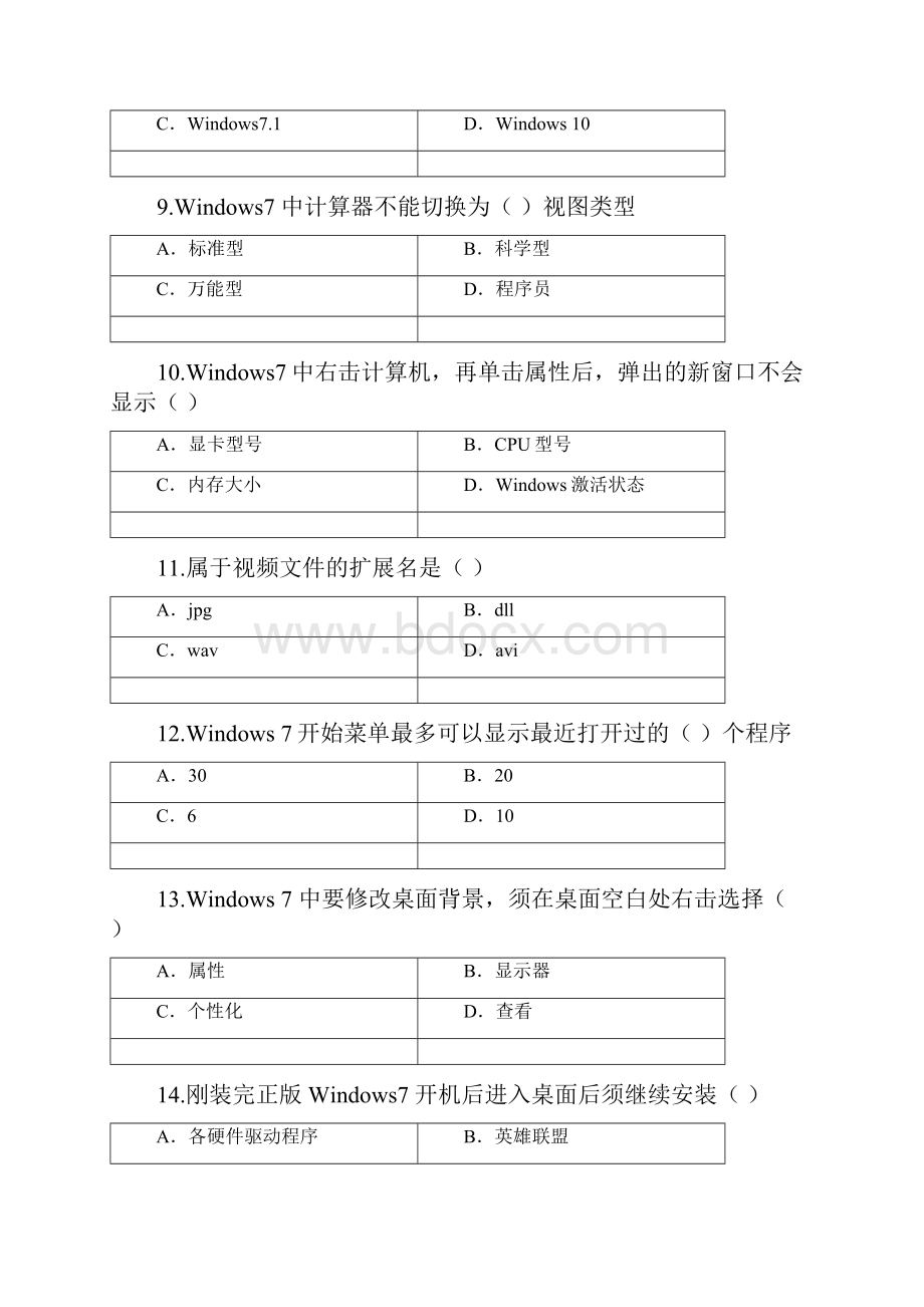 Win7+office试题信息技术一类.docx_第3页