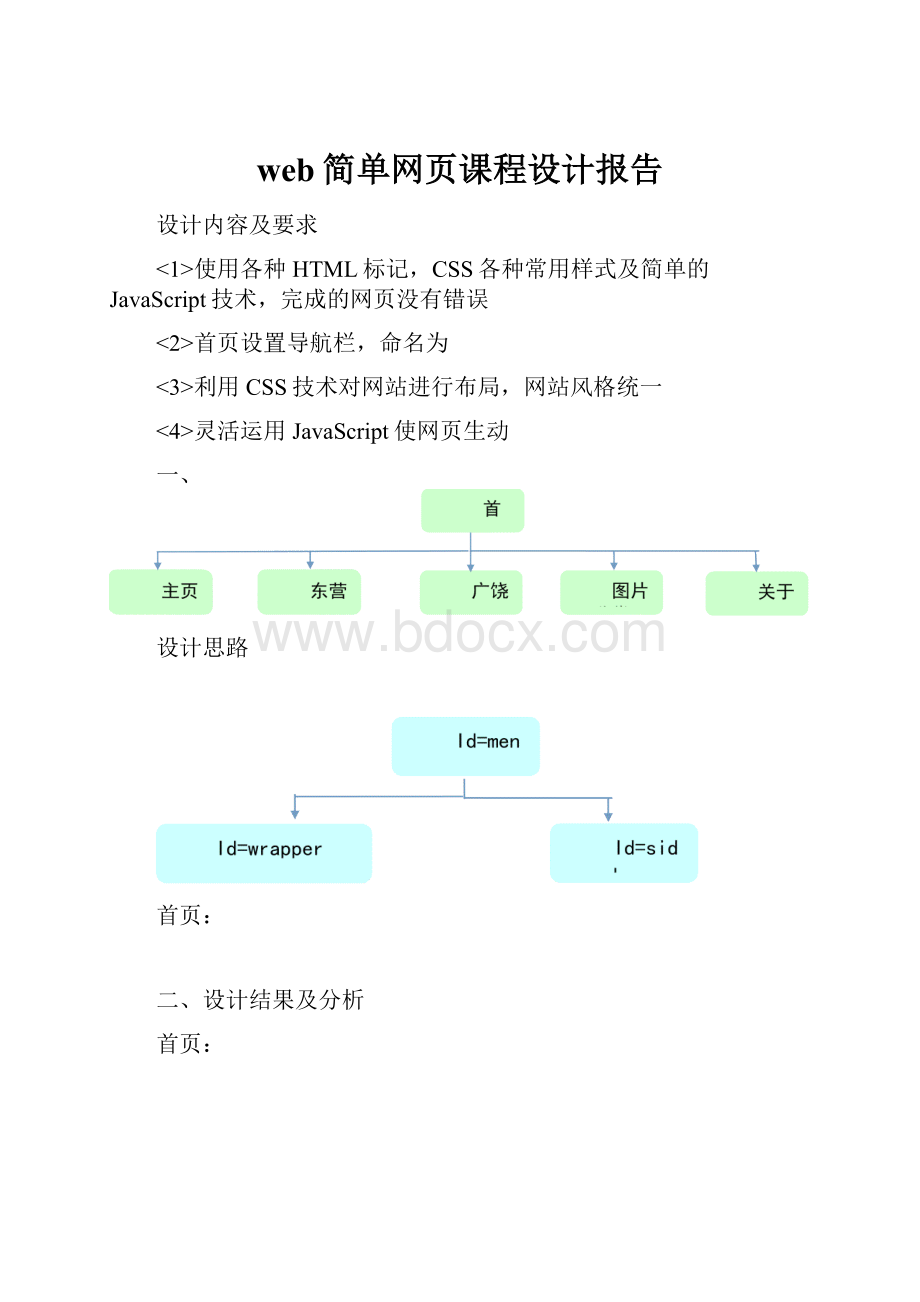 web简单网页课程设计报告.docx