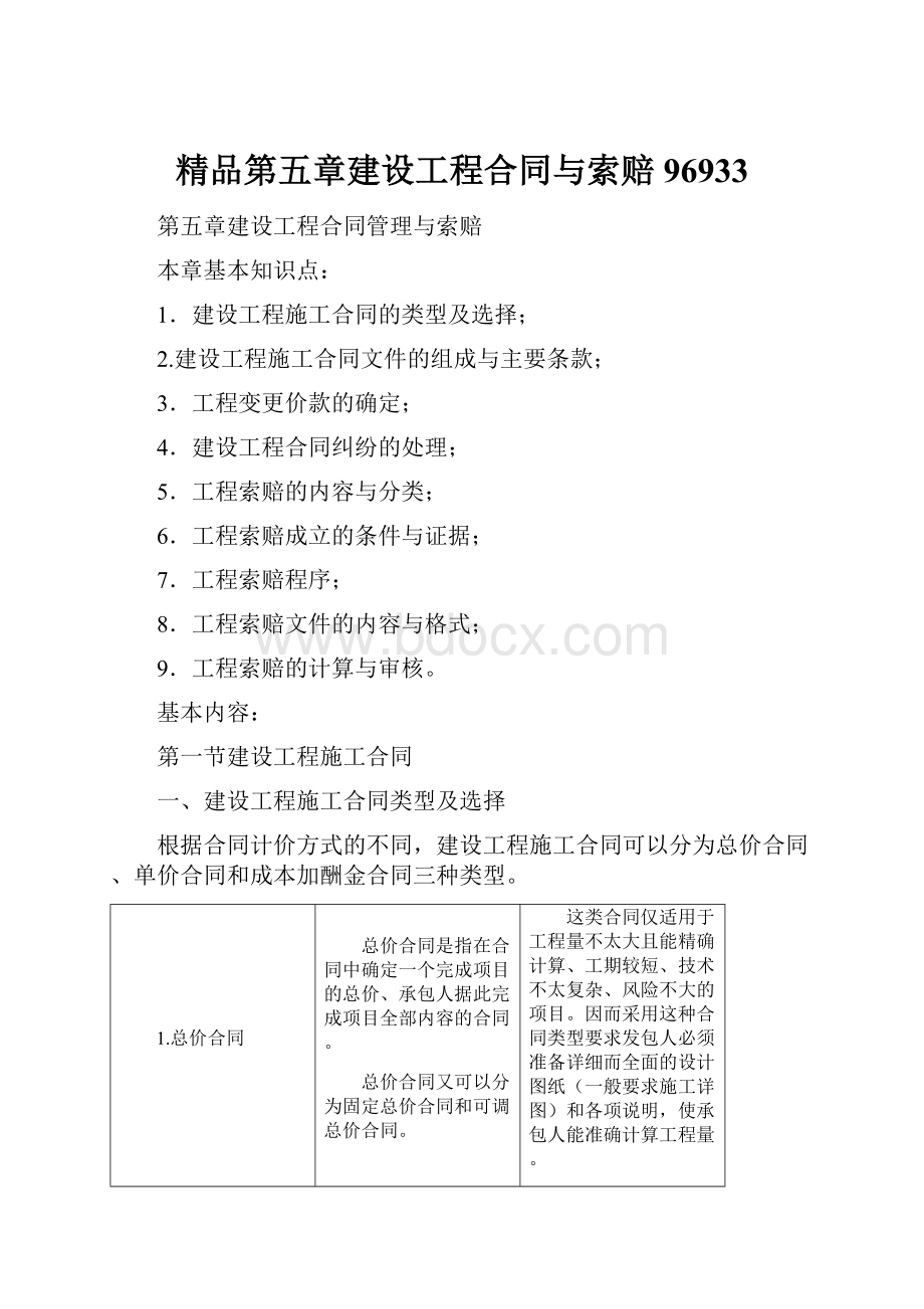 精品第五章建设工程合同与索赔96933.docx